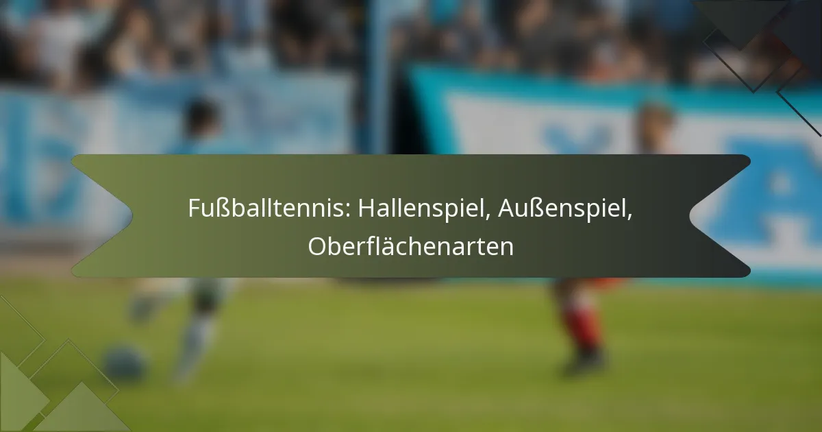 Fußballtennis: Hallenspiel, Außenspiel, Oberflächenarten