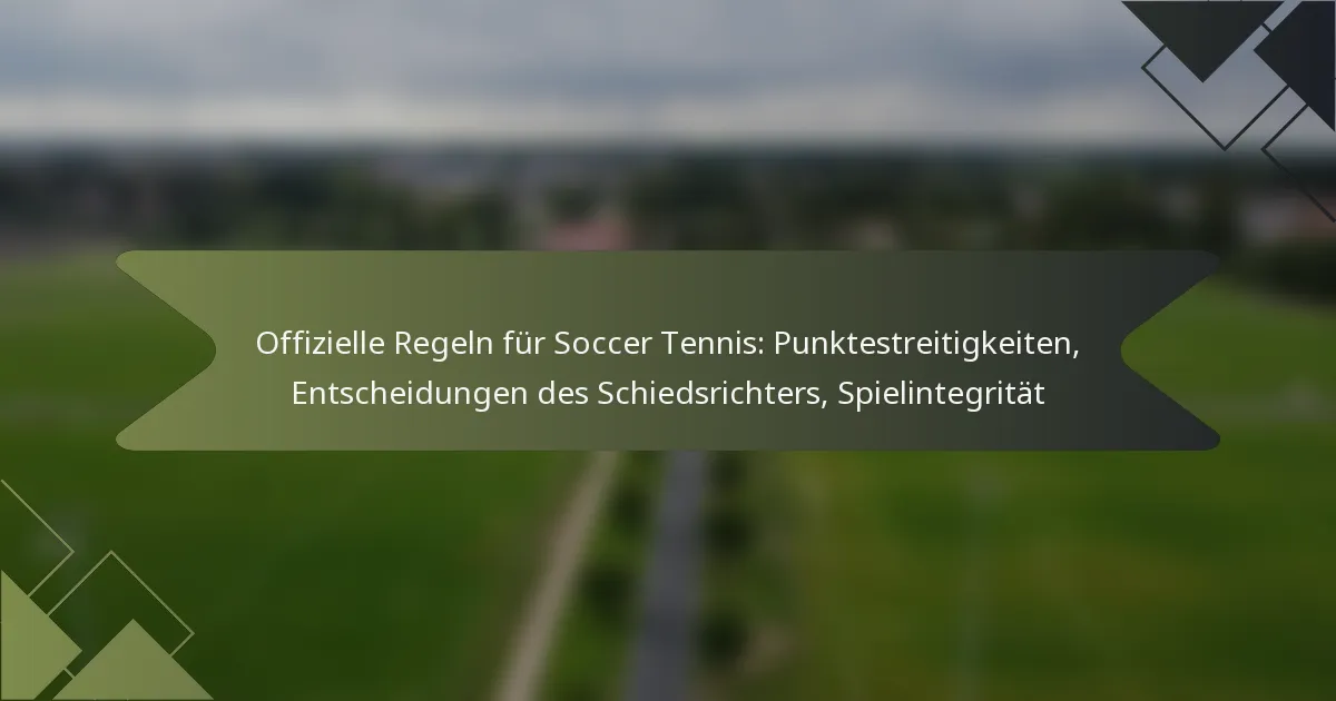 Offizielle Regeln für Soccer Tennis: Punktestreitigkeiten, Entscheidungen des Schiedsrichters, Spielintegrität